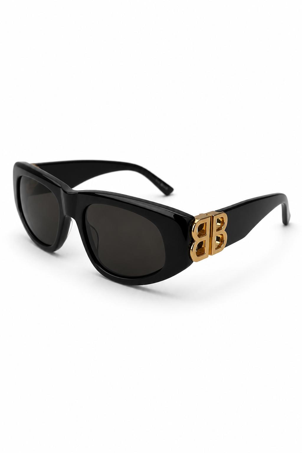 Balenciaga 0095S – Armação em Preto com Lente Cinzenta Uniforme (001) Tamanho 53