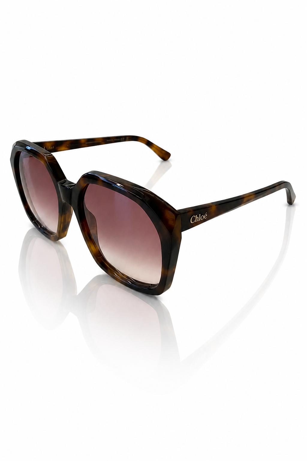 Chloé CH0280S 006 Tamanho 57 - Armação oversized tartaruga castanho com lente castanha degradê