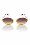 Chloé CH0326S 001 Tamanho 55 - Armação oval dourada com lente bicolor degradê roxo-amarelo