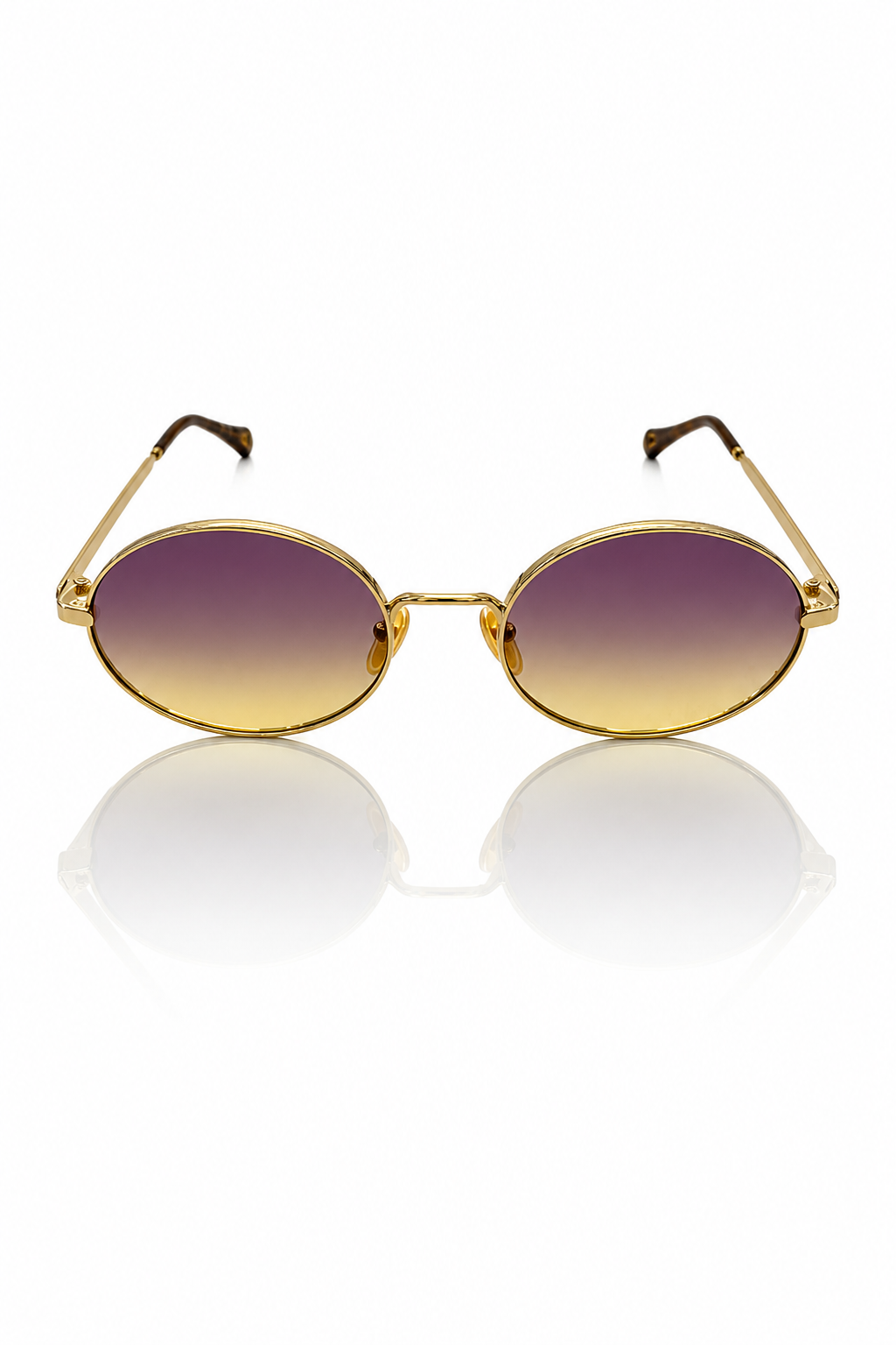 Chloé CH0326S 001 Tamanho 55 - Armação oval dourada com lente bicolor degradê roxo-amarelo