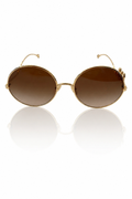 Chloé CH0372S – Armação Redonda em Metal Dourado com Lente Castanha Degradê (001) Tamanho 56