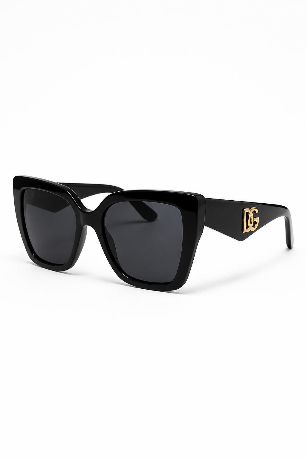 Dolce&Gabbana DG4438 501/8G Tamanho 55 - Armação oversized preta com logótipo DG dourado