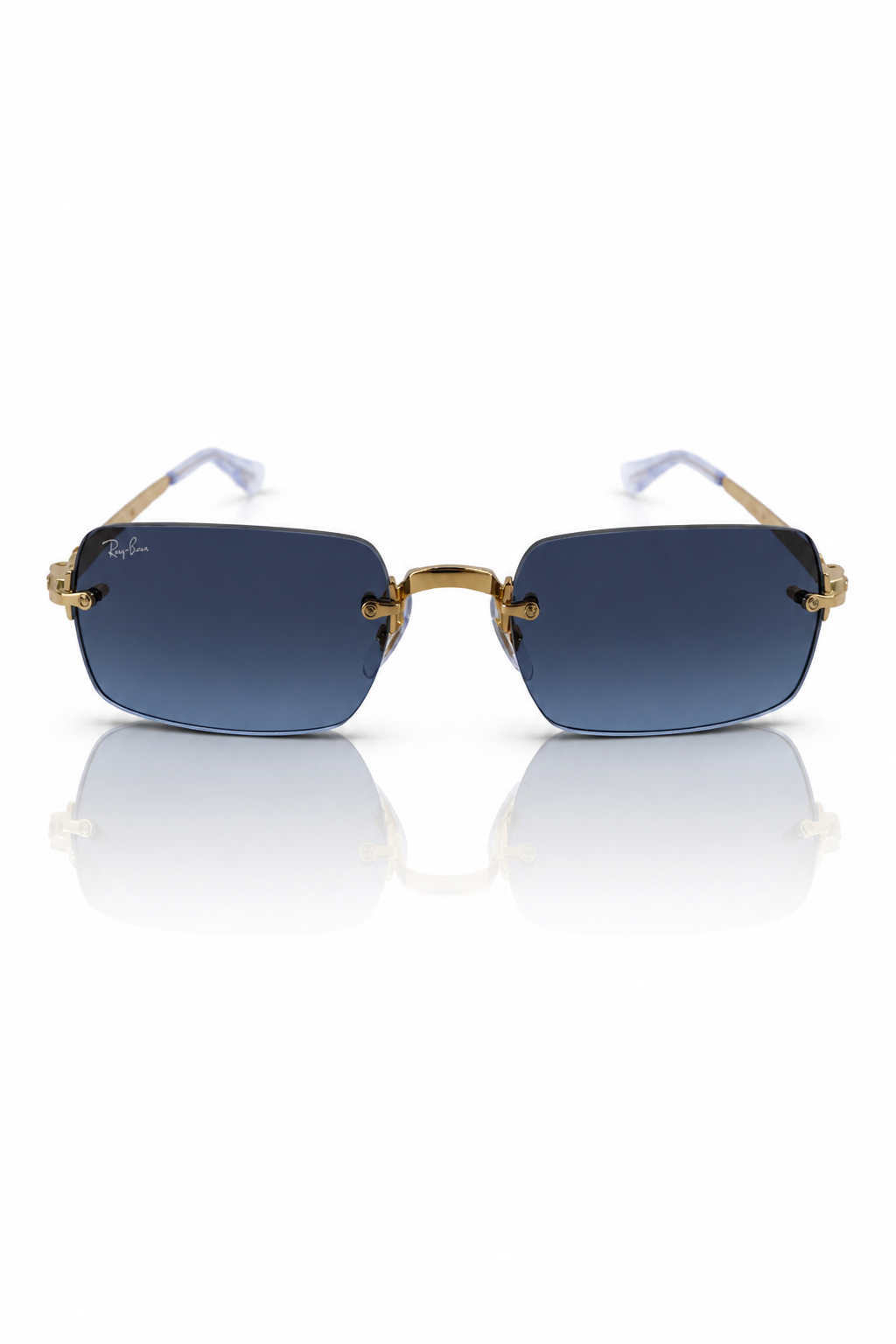 Ray-Ban RB3928 cor 001 – sem aro dourado com lente azul degradé, vista frontal