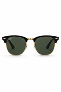 Ray-Ban RB3016 Clubmaster – Armação Preto Dourado com Lente Verde Uniforme (W0365) Tamanho 51