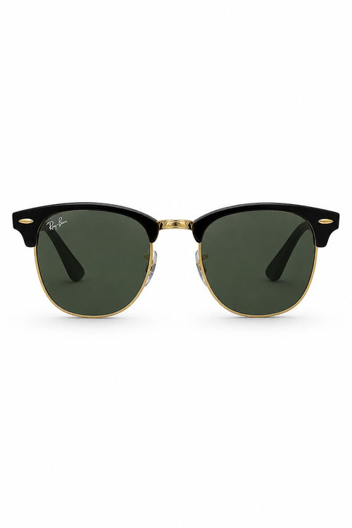 Ray-Ban RB3016 Clubmaster – Armação Preto Dourado com Lente Verde Uniforme (W0365) Tamanho 51