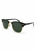 Ray-Ban RB3016 Clubmaster – Armação Preto Dourado com Lente Verde Uniforme (W0365) Tamanho 51