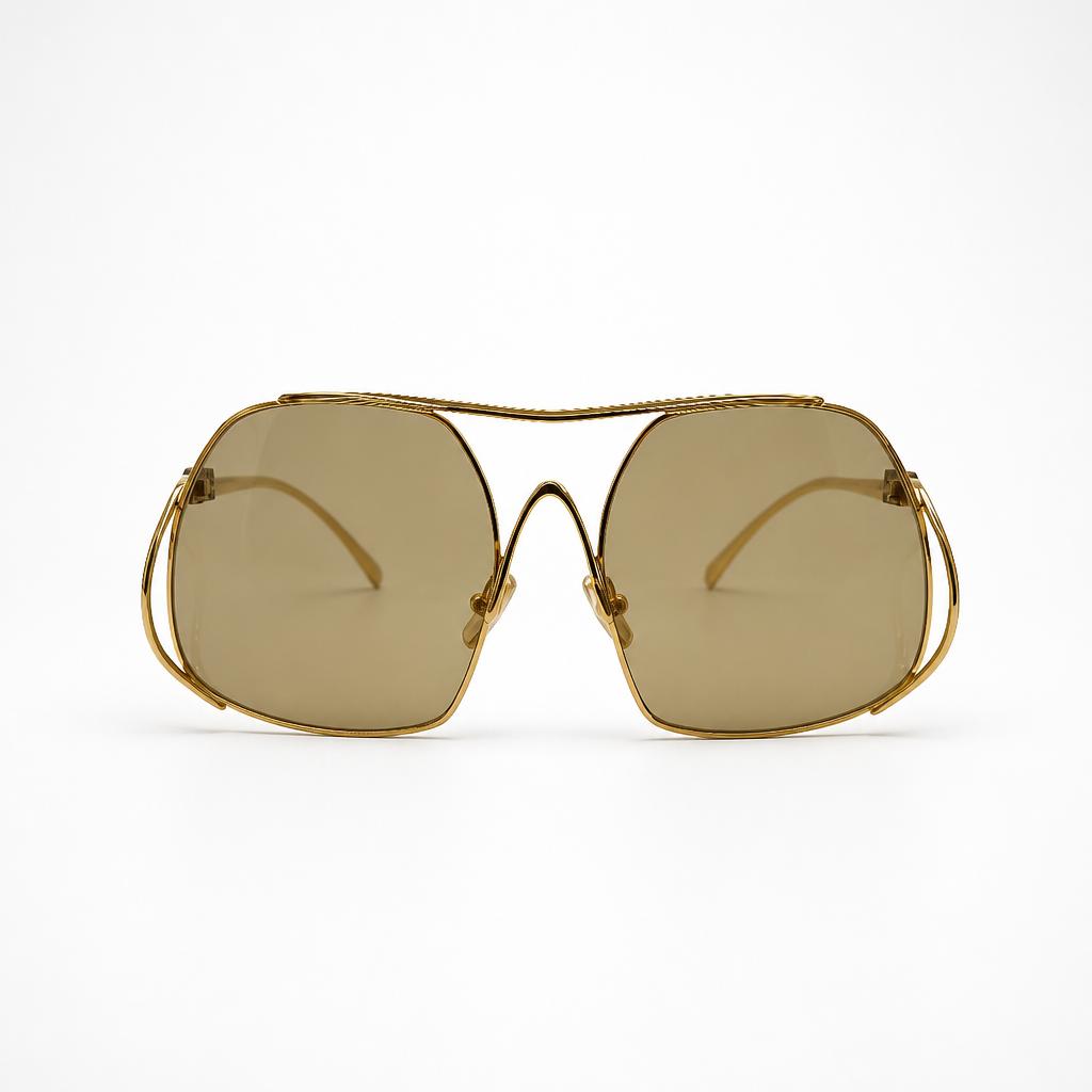 Miu Miu SMU A55 - Armação em Metal Dourado com Lente Amarela (5AK-10R) Tamanho 57