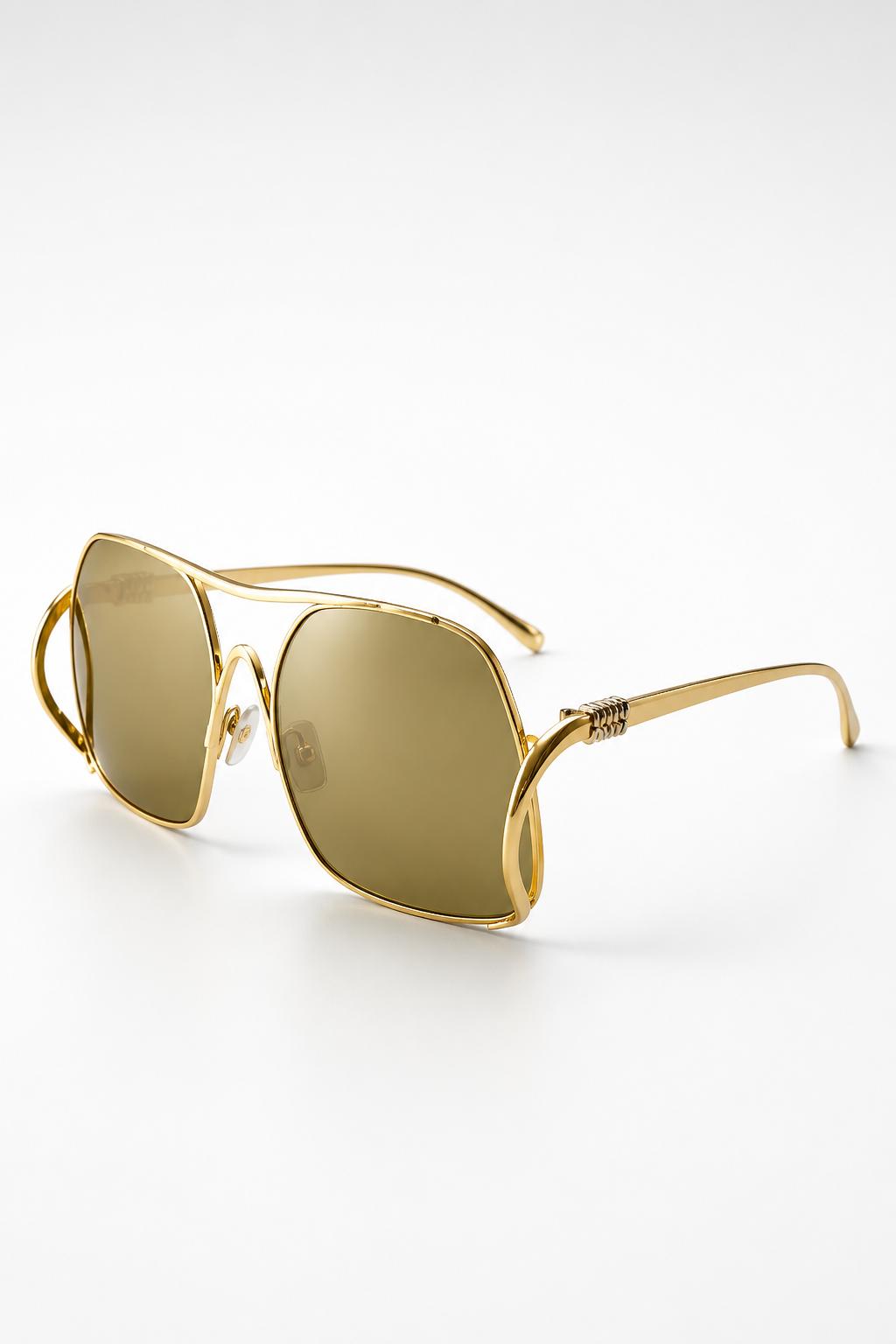 Miu Miu SMU A55 - Armação em Metal Dourado com Lente Amarela (5AK-10R) Tamanho 57