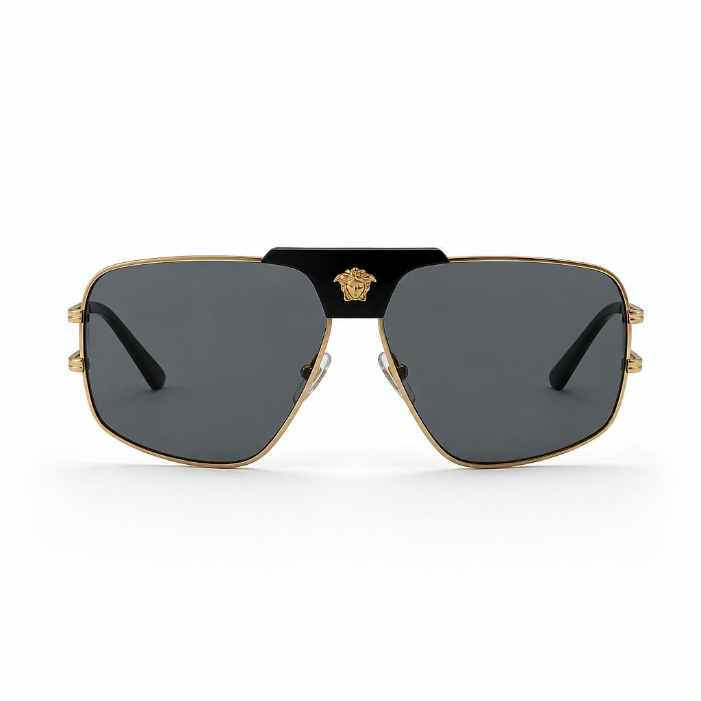 Versace VE2251 – Armação em Metal Dourado com Lente Cinzenta Uniforme (1002/87) Tamanho 63